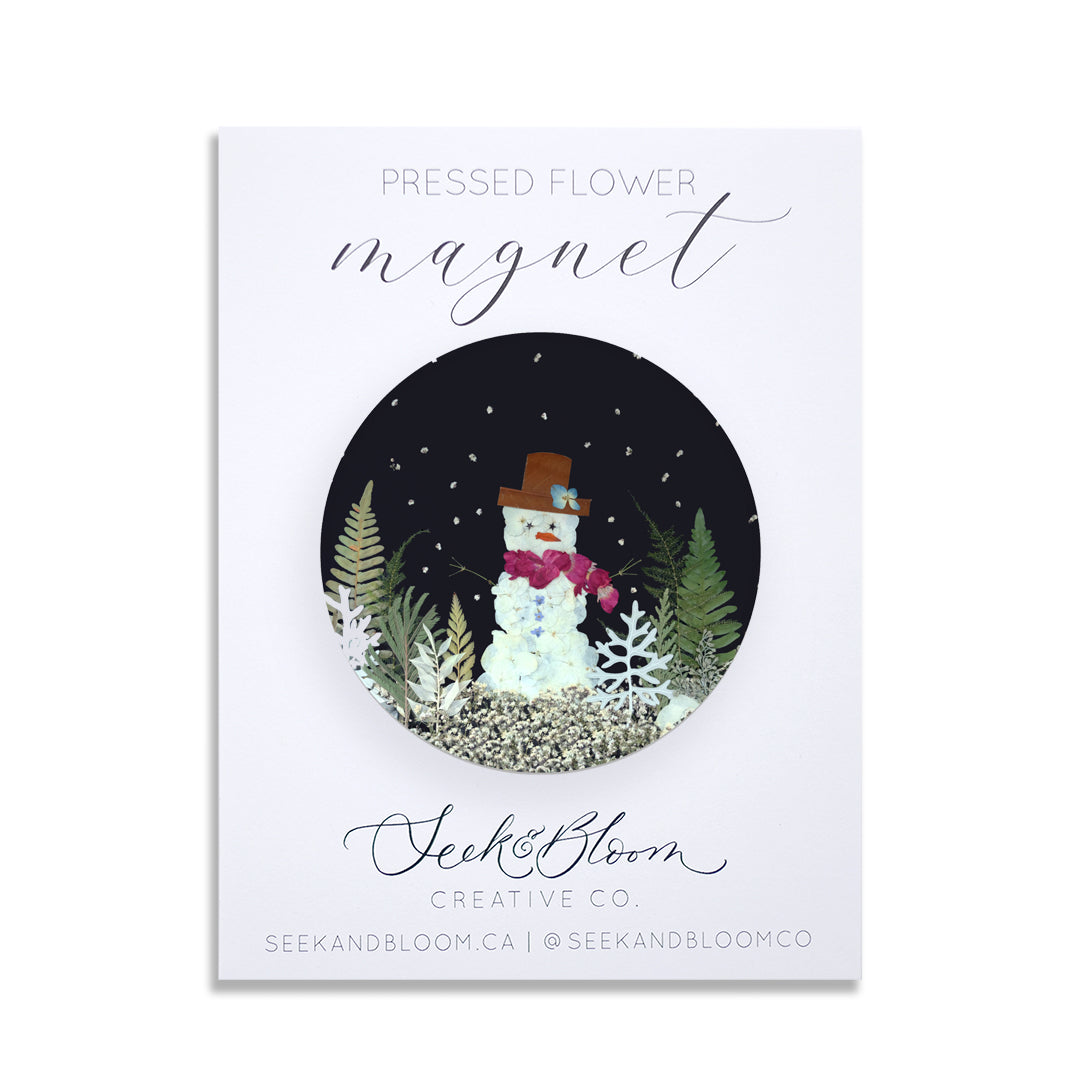Snowman Pressed Flower 3" Magnet *New!