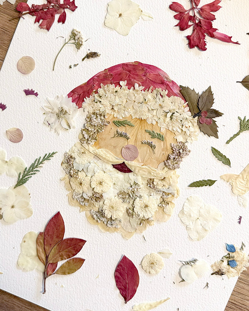 Santa, Pressed Flower Art Print