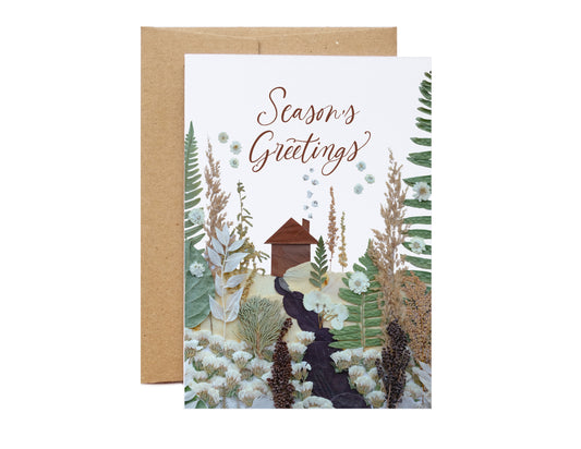 Winter Cabin, Season's Greetings, Card 5x7