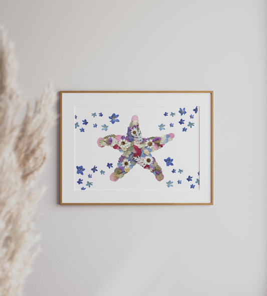 Starfish, Pressed Flower Art Print