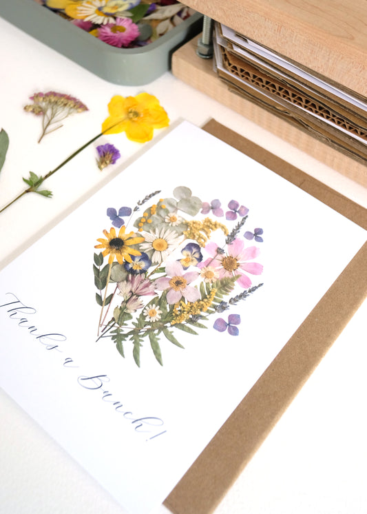 Thanks A Bunch, Pressed Flower Bouquet, Large Card