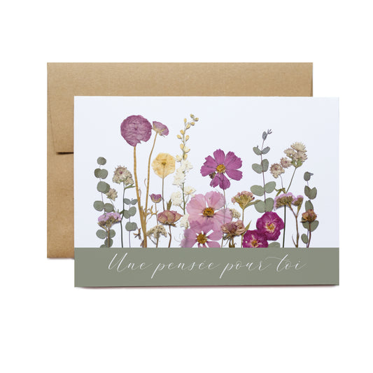 Une pensée pour toi, Pressed Flower Garden, Large Card French