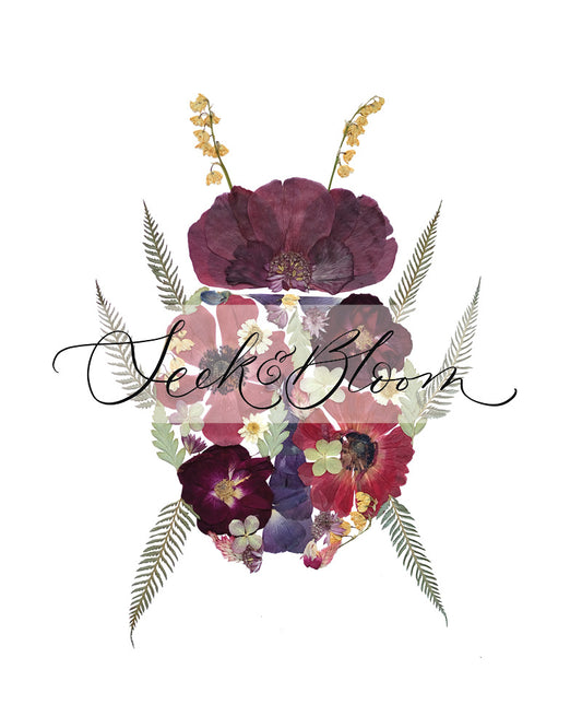 Ladybug, Pressed Flower Print