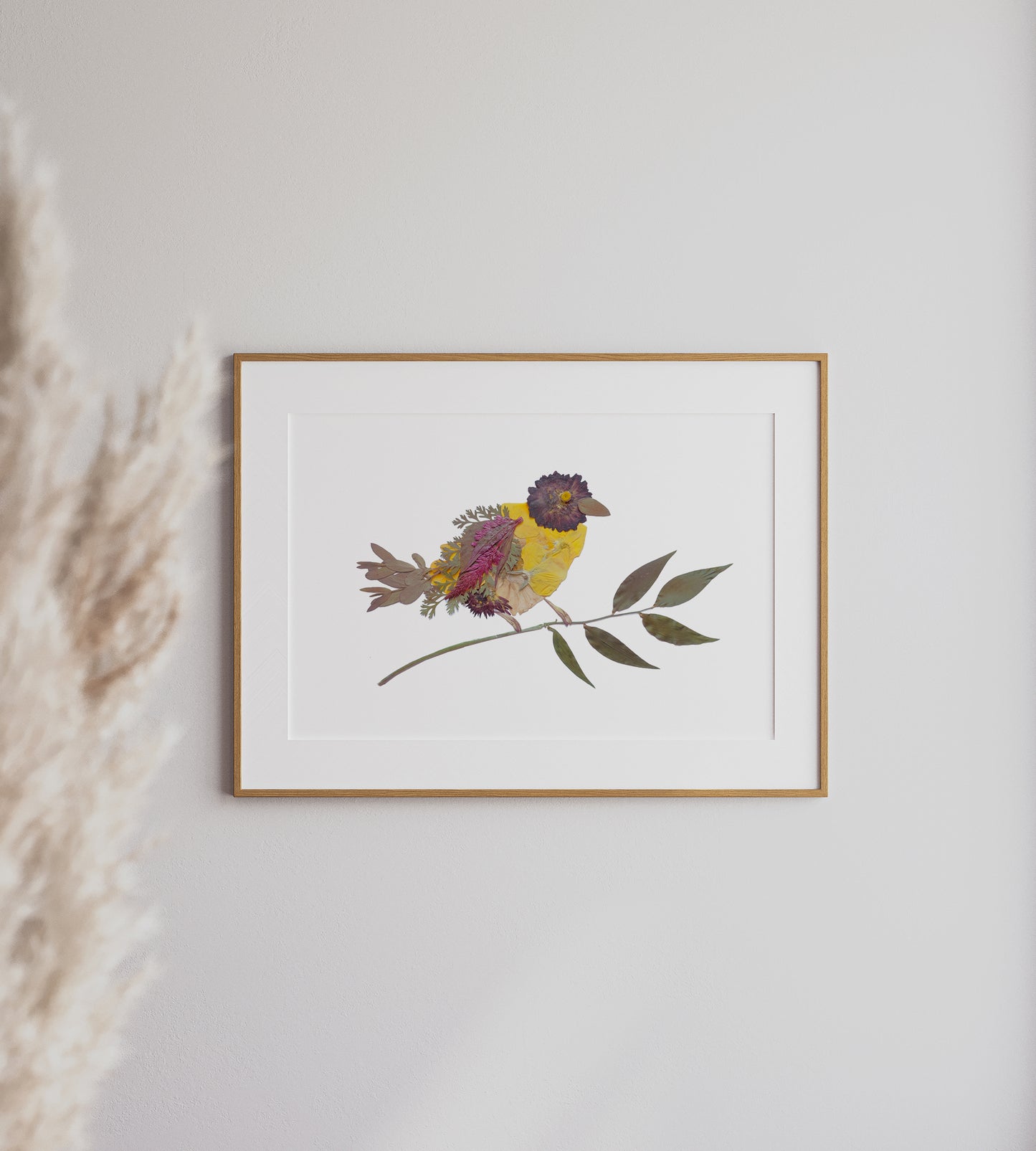 Bird Yellow, Pressed Flower Art Print