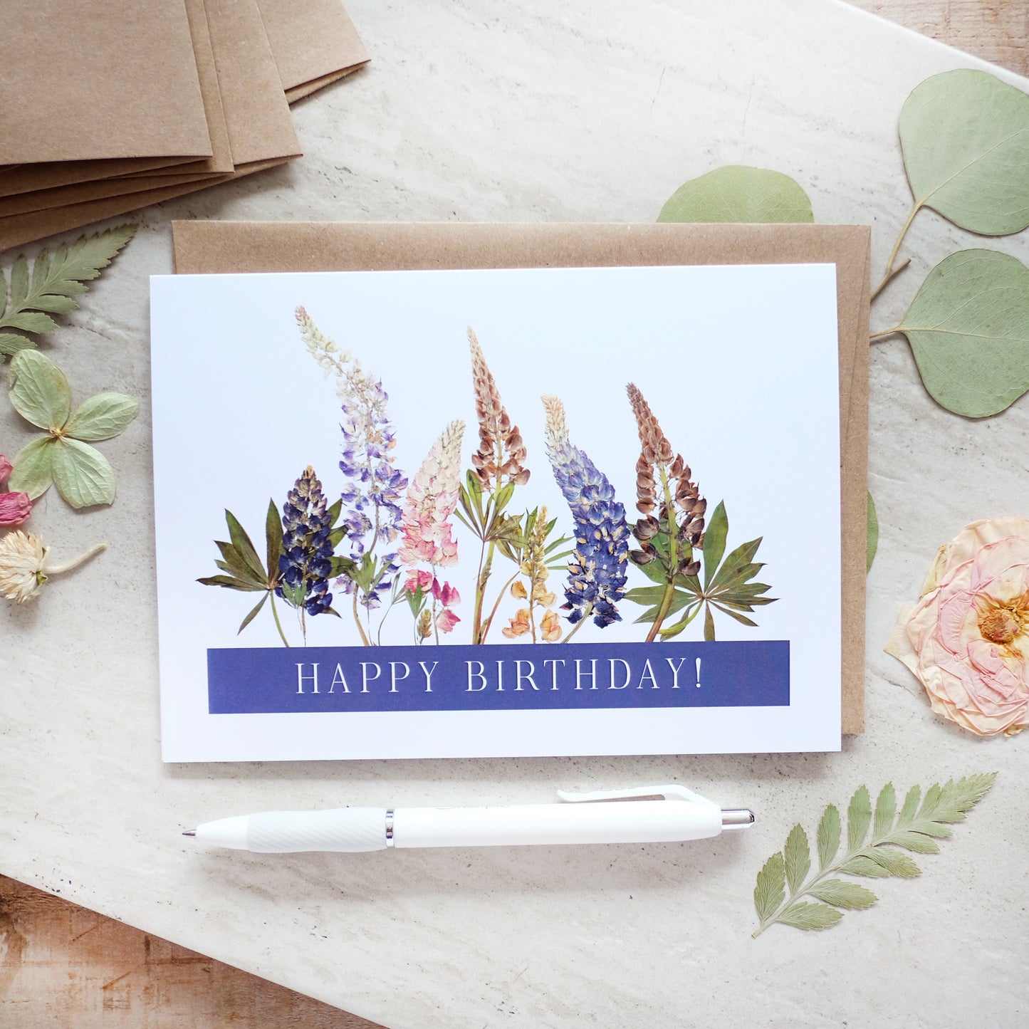 Happy Birthday Wild Lupins, Large Card