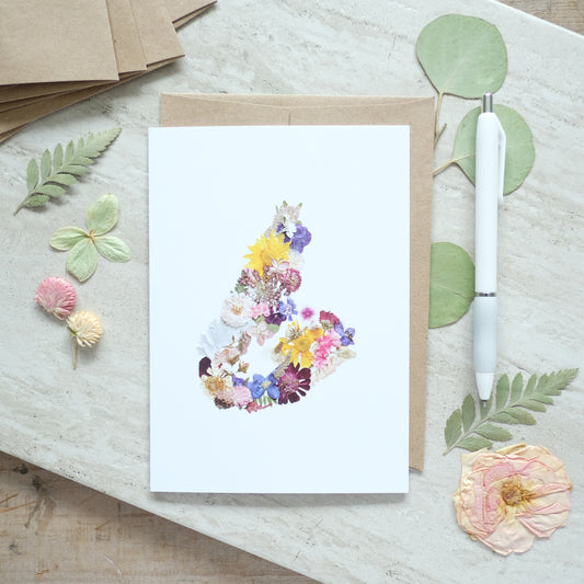 Cape Breton Pressed Flower Map, Everyday Large Card