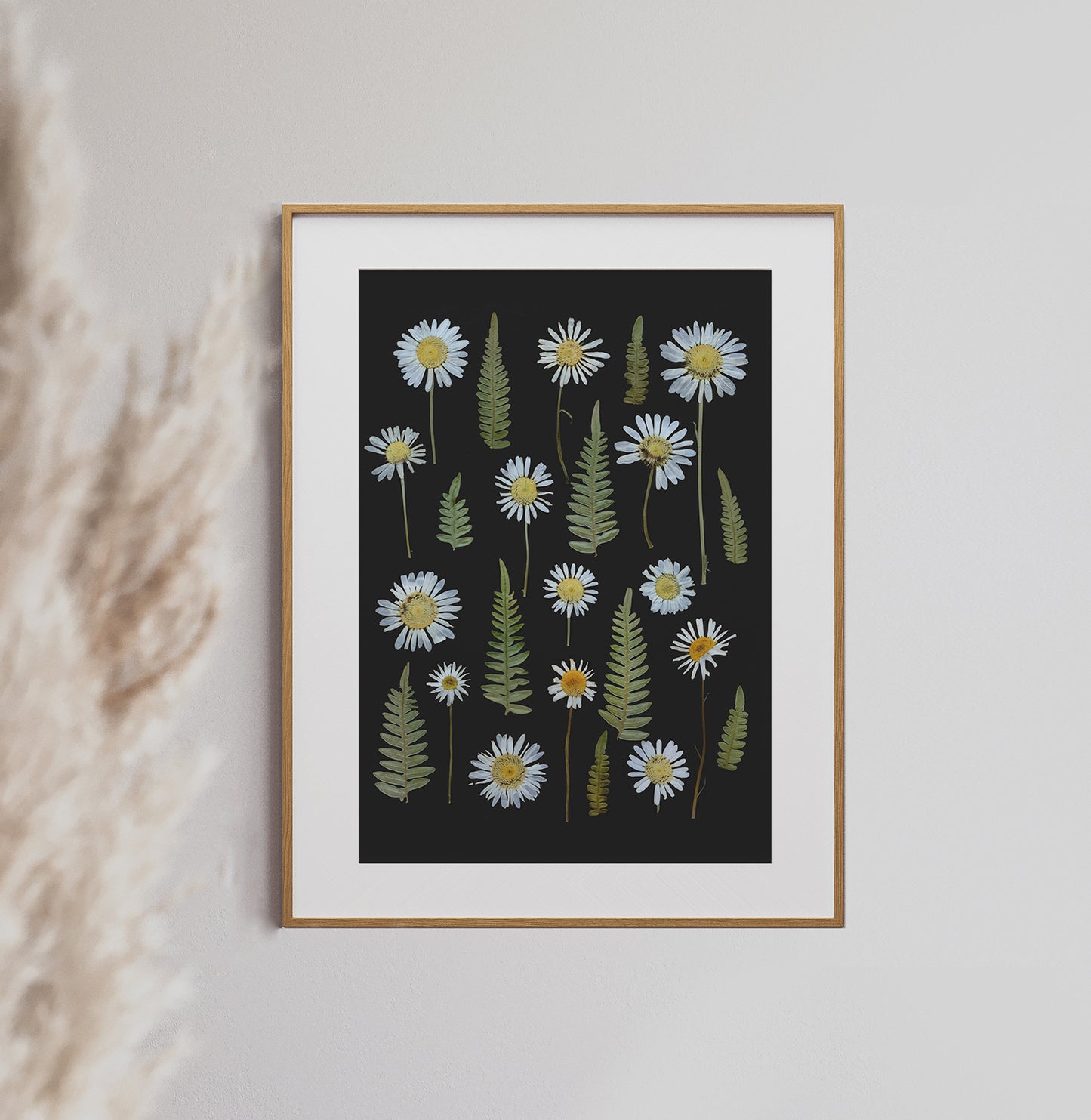 Daisy and Fern, Pressed Flower Art Print