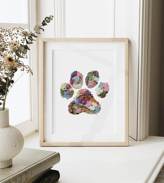Paw Print, Pressed Flower Art Print