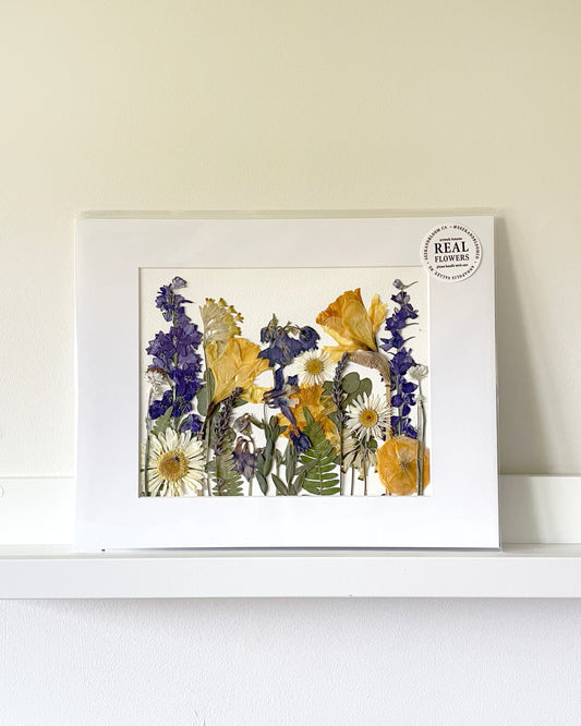 8x10" Spring Blues & Daffodil Garden - Original Artwork