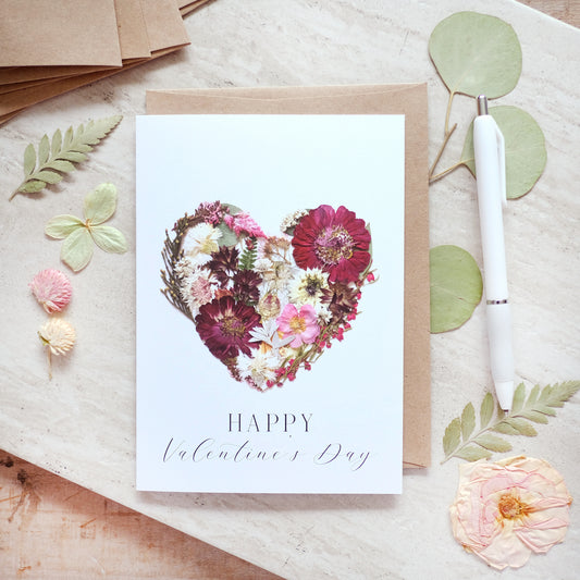 Happy Valentine's Day Red Flower Heart