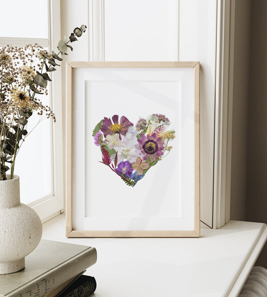 Heart, Pressed Flower Art Print