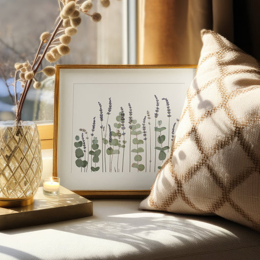 Lavender & Eucalyptus, Pressed Flower Art Print