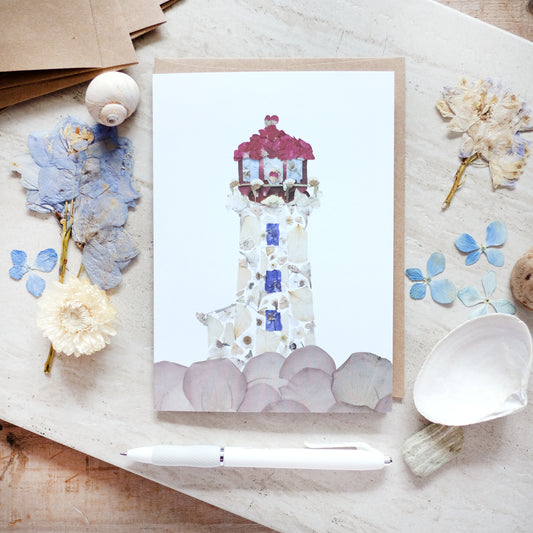 Lighthouse Peggy's Cove Pressed Flower Card