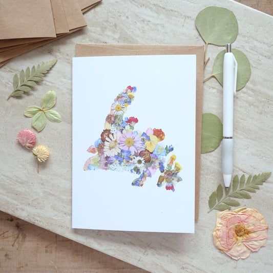 Newfoundland Pressed Flower Map, Everyday Large Card