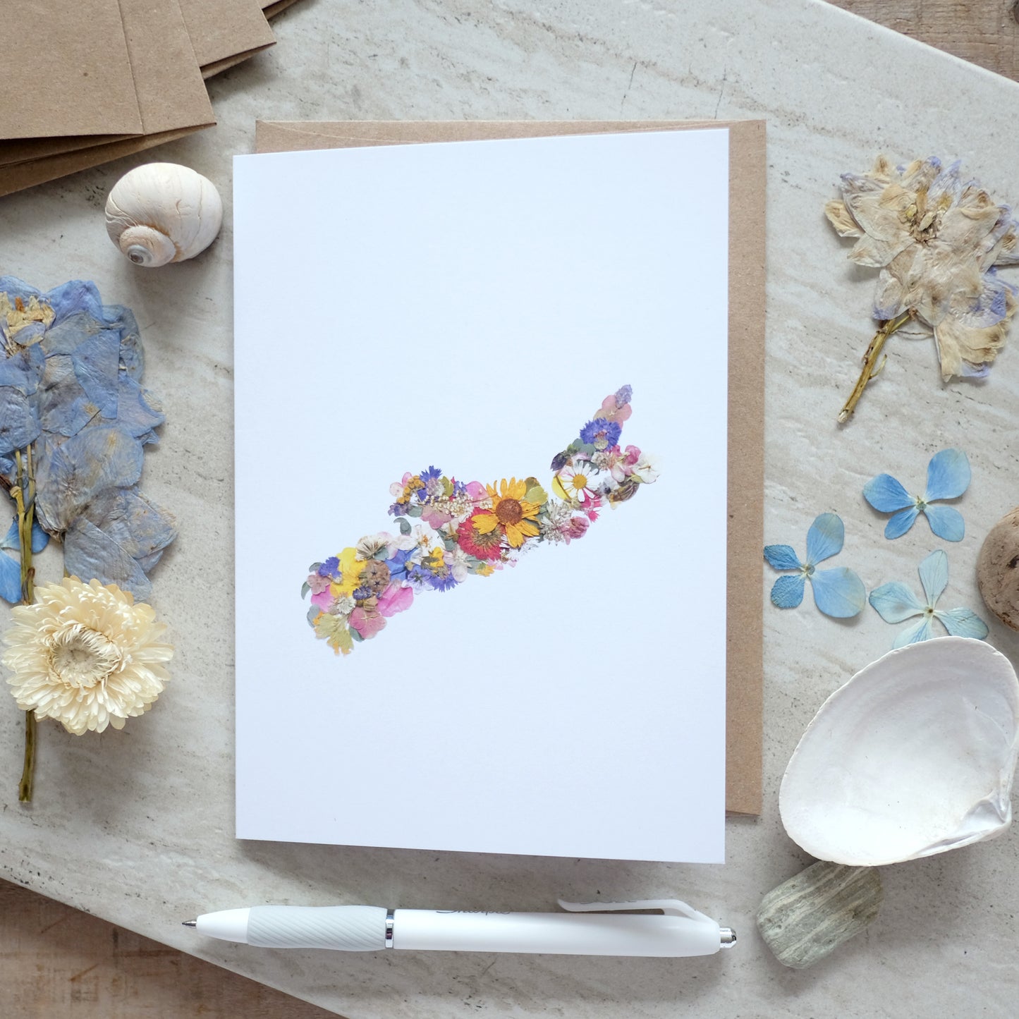 Nova Scotia Map Pressed Flowers