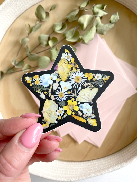 Star Pressed Flowers, Sticker 3"