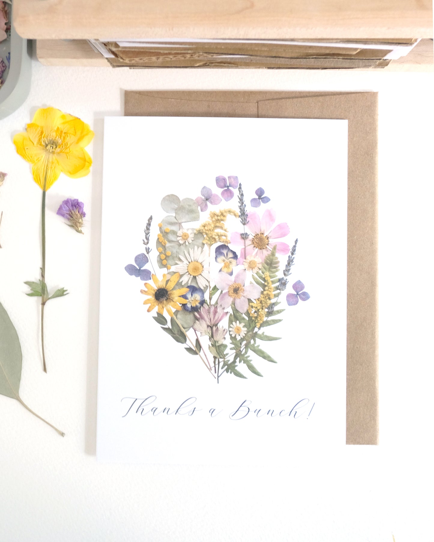 Thanks A Bunch, Pressed Flower Bouquet, Large Card