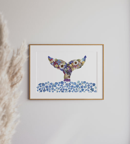 Whale Tail, Pressed Flower Art Print