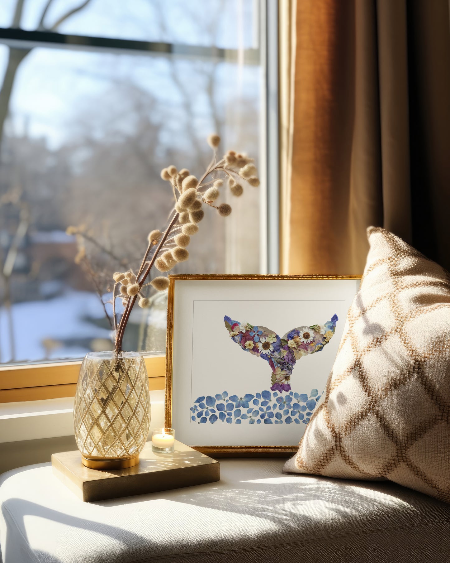 Whale Tail, Pressed Flower Art Print