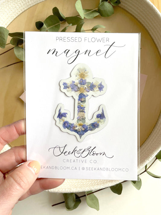 Anchor Pressed Flower 3" Magnet