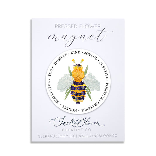 Bee Pressed Flower, 3" Magnet