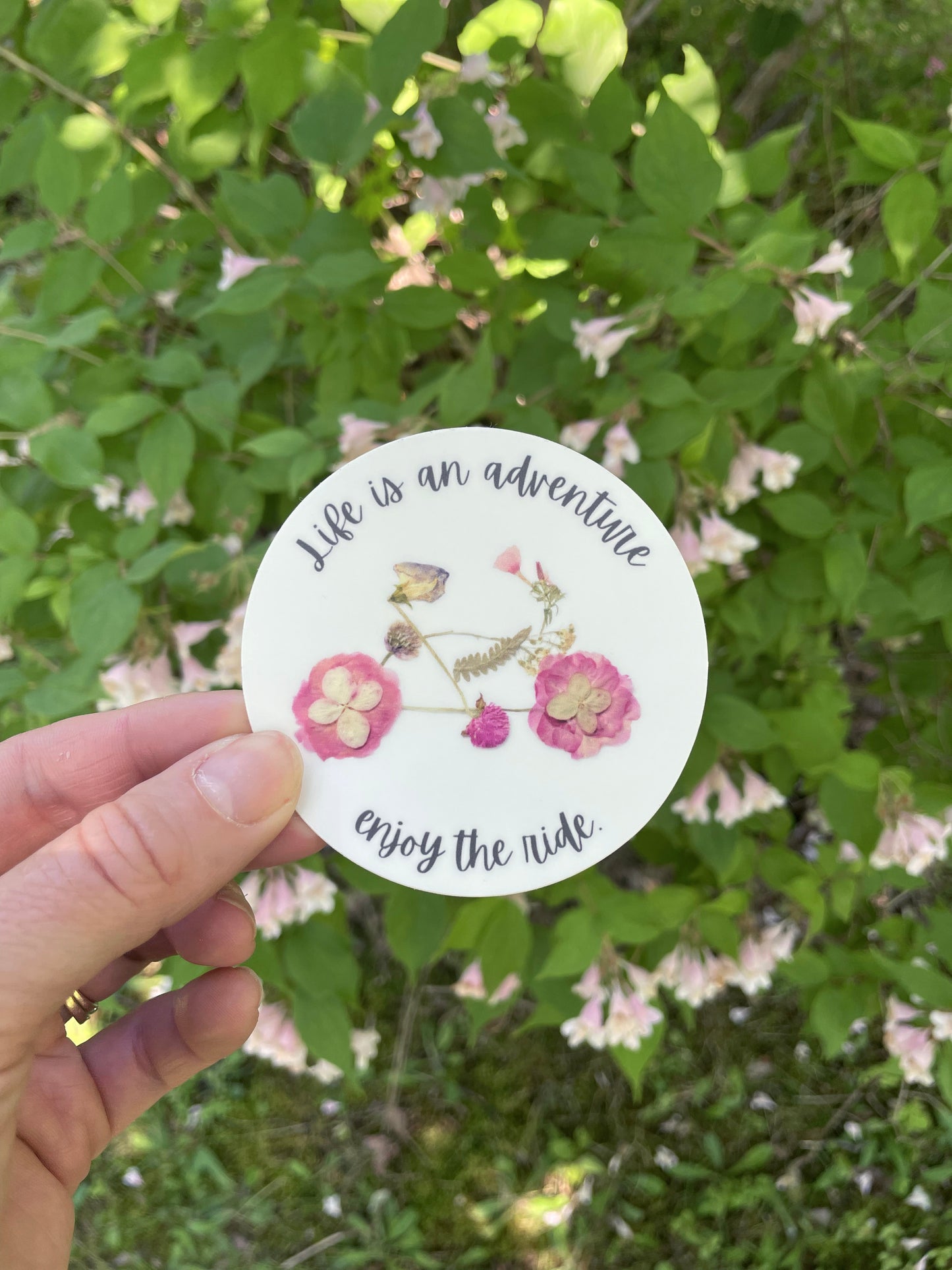 Bike Pressed Flowers, Sticker 3"