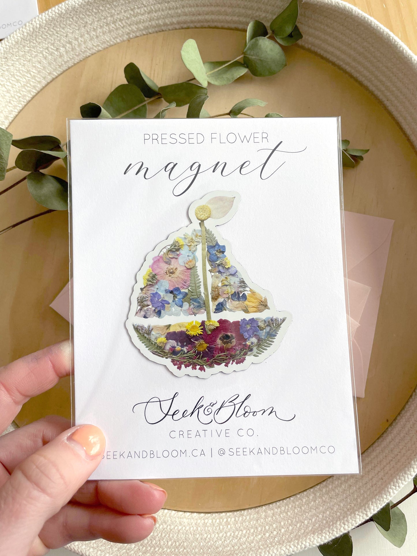 Sailboat Nautical Pressed Flower, 3" Magnet