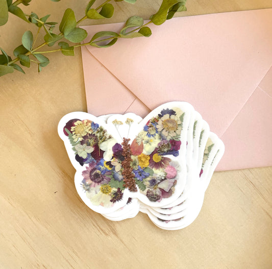 Butterfly Pressed Flowers, Sticker 3"