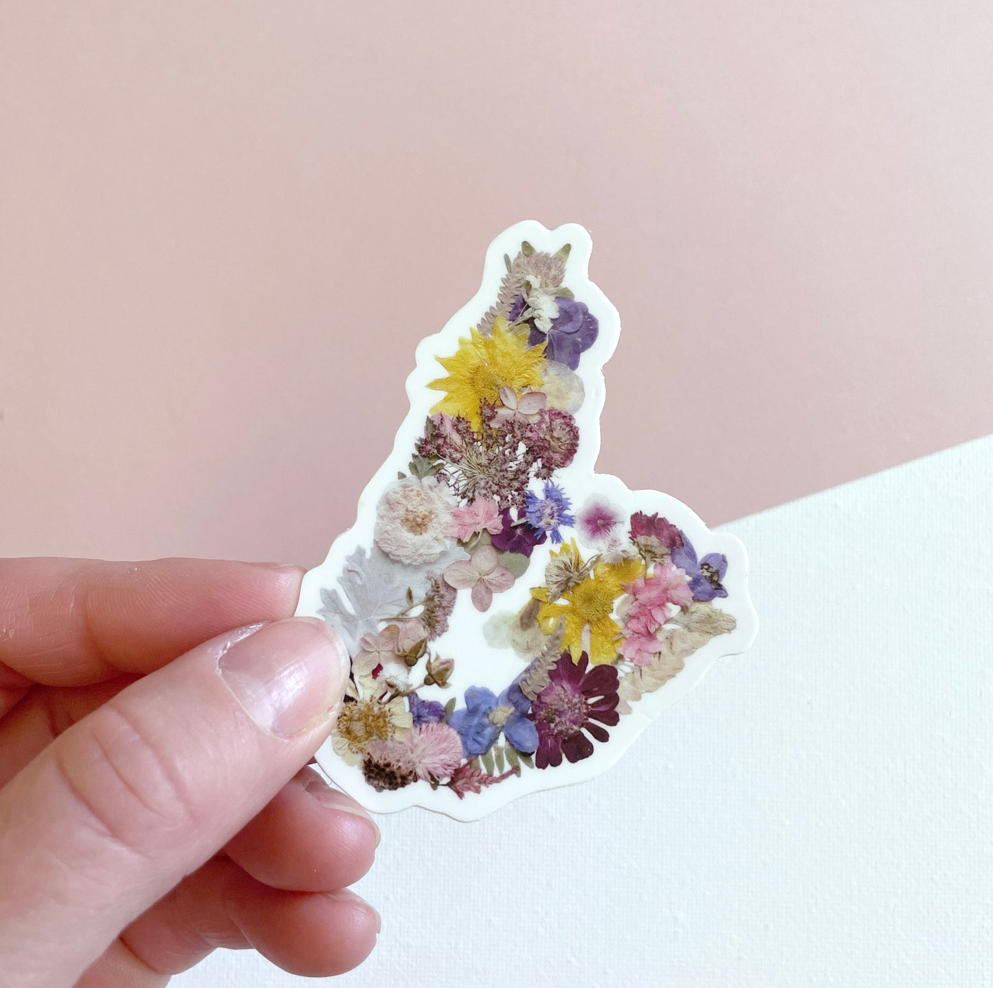 Cape Breton Map Pressed Flowers, Sticker 3"