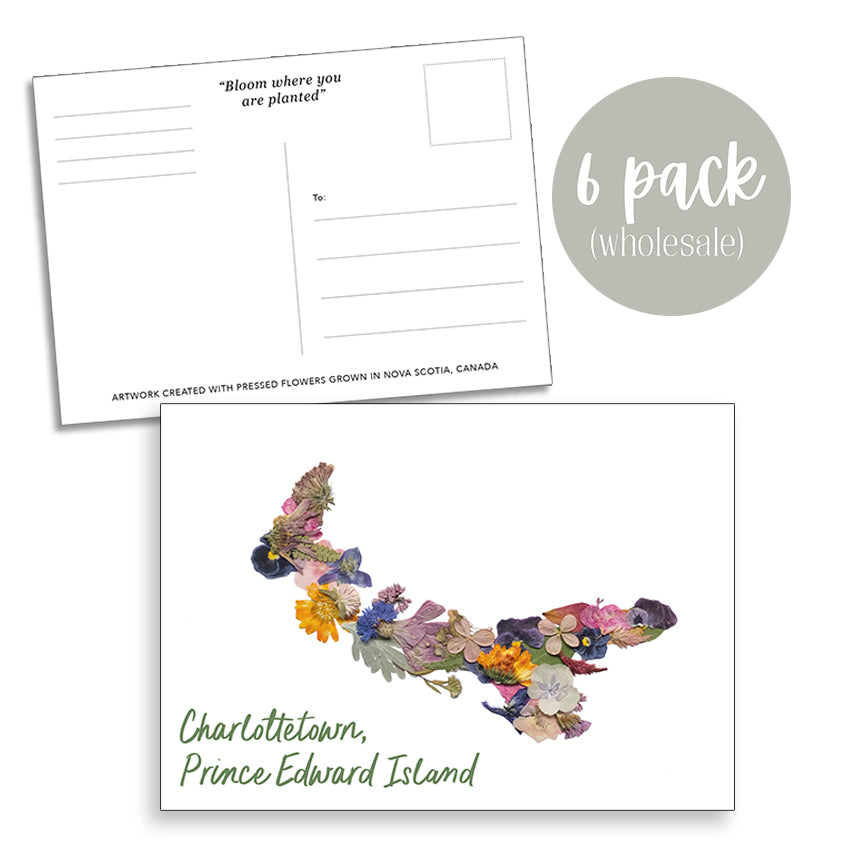 Post Card- 6 Pack Retail Set, Charlottetown, PEI Flowers