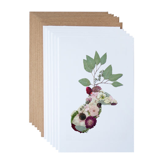 Deer Holiday Pressed Flower, Note Card Set *Discontinued