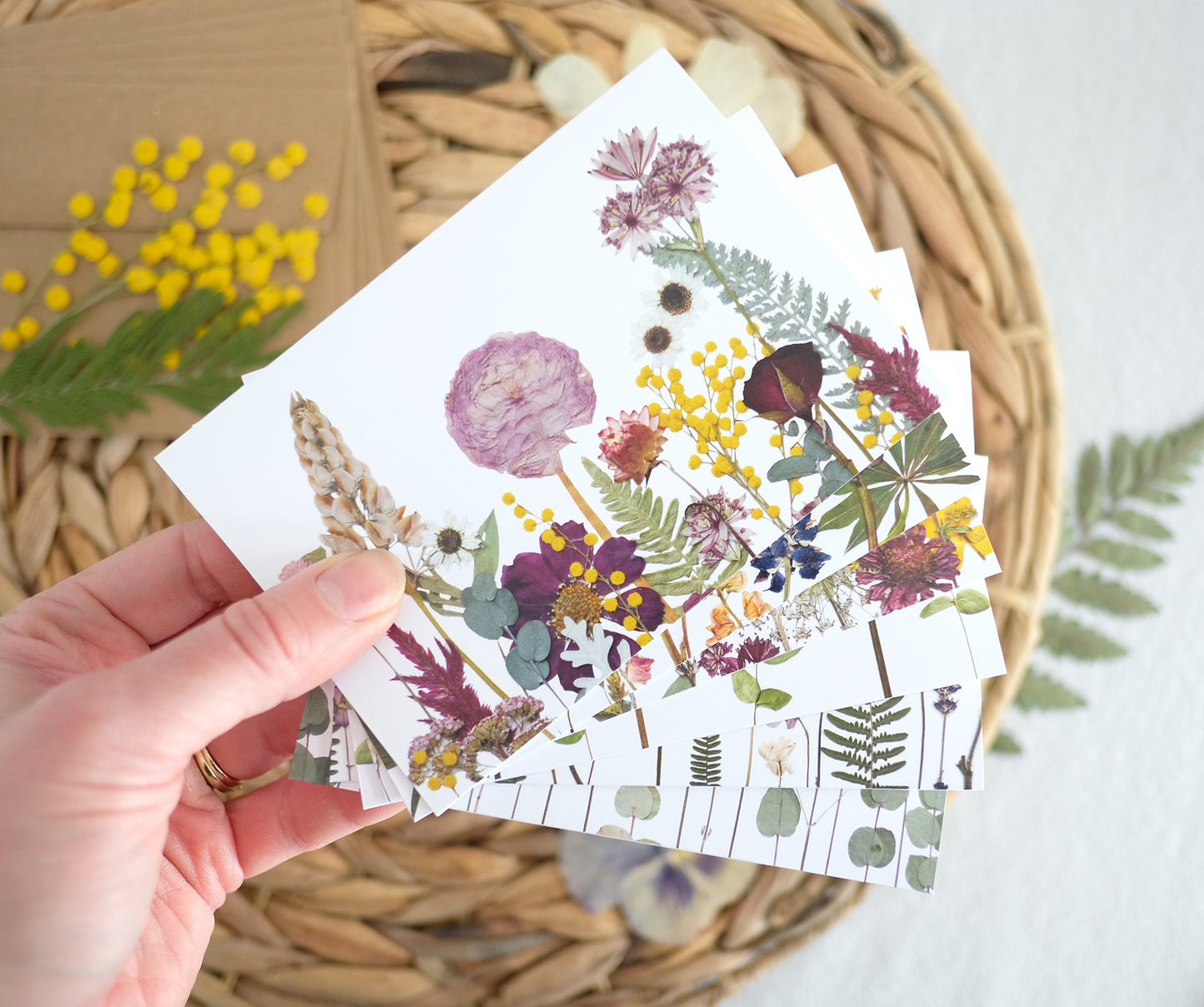 Mixed Pack, Garden Inspired, Pressed Flower, Note Card Set