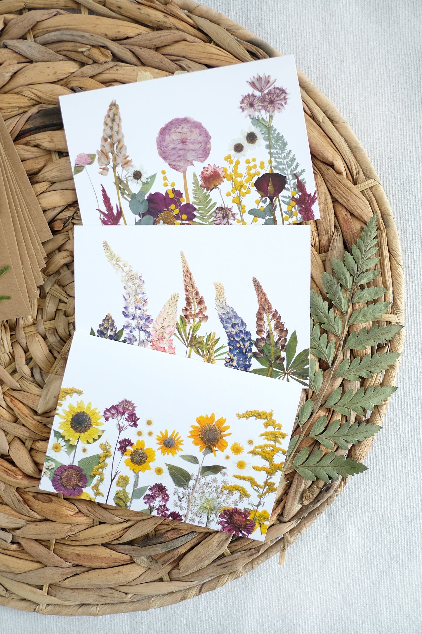 Mixed Pack, Garden Inspired, Pressed Flower, Note Card Set