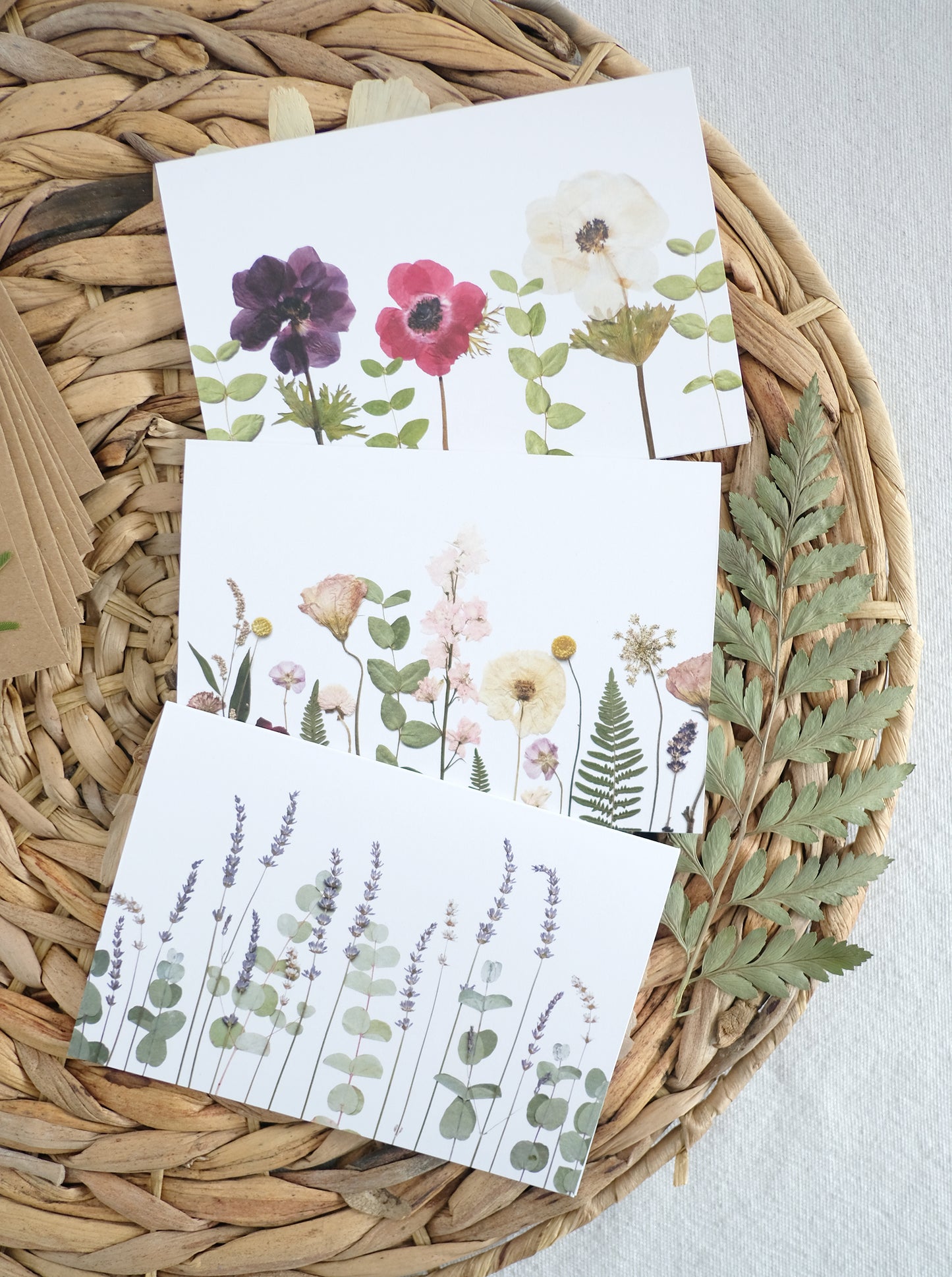 Mixed Pack, Garden Inspired, Pressed Flower, Note Card Set