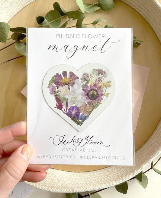 Heart Pressed Flower, 3" Magnet