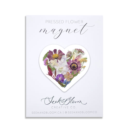 Heart Pressed Flower, 3" Magnet