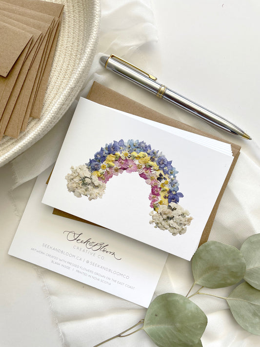 Rainbow, Pressed Flower Note Card Set *Discontinued