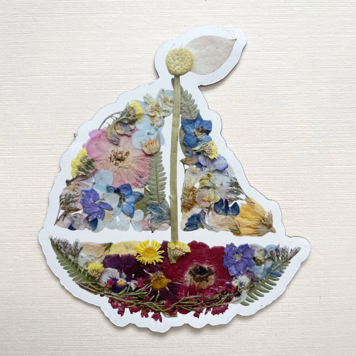 Sailboat Nautical Pressed Flower, 3" Magnet