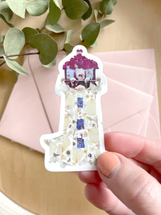 Lighthouse Pressed Flowers, Sticker 3"