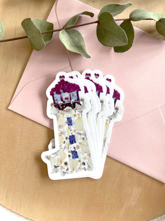 Lighthouse Pressed Flowers, Sticker 3"