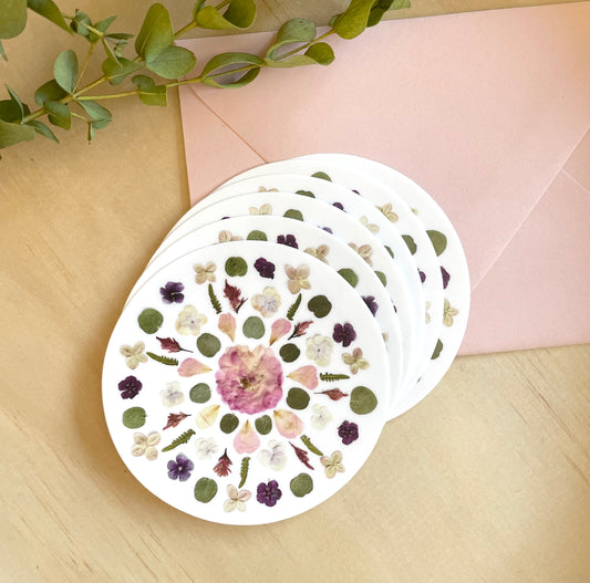Mandala Pressed Flowers, Sticker 3" *Discontinued