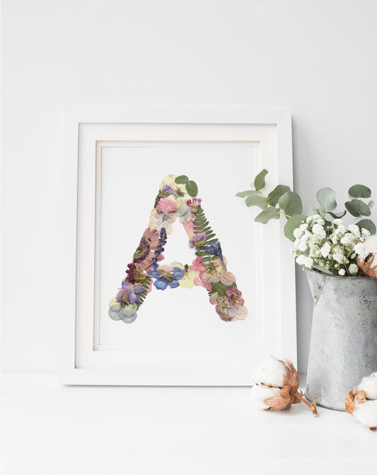 CUSTOM ORDER -  Monogram, Original Pressed Flower Artwork