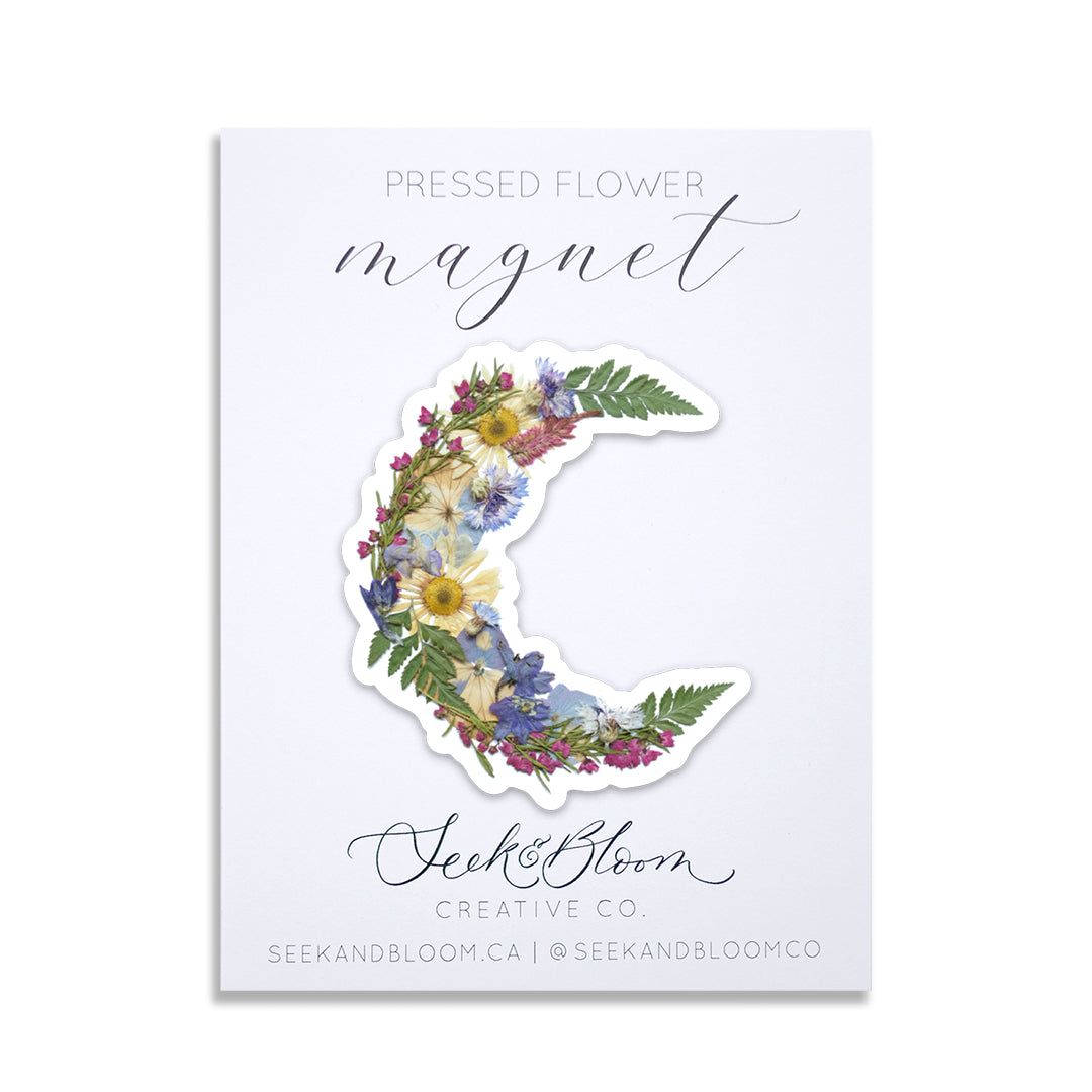 Moon Pressed Flower, 3" Magnet