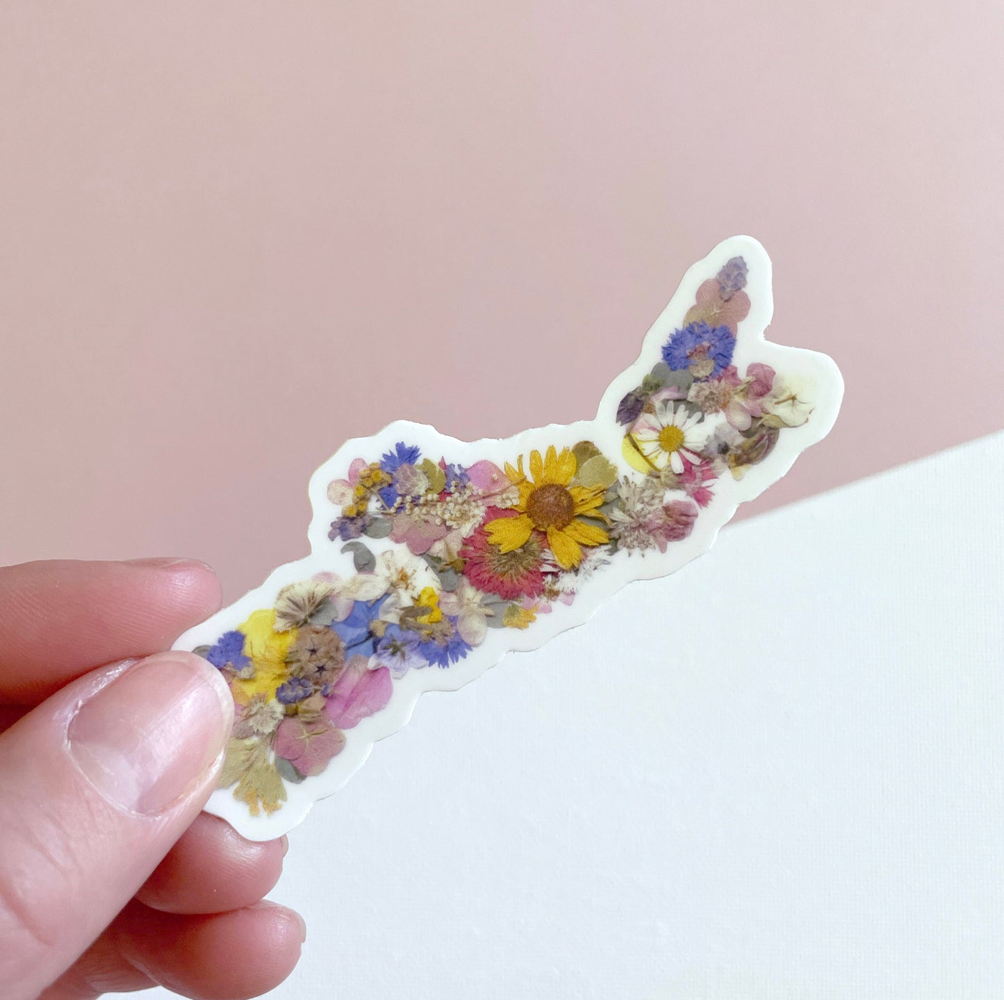 Nova Scotia Map Pressed Flowers, Sticker 3"