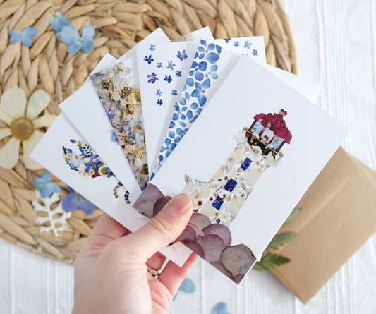 Mixed Pack, Nautical Pressed Flower, Note Card Set