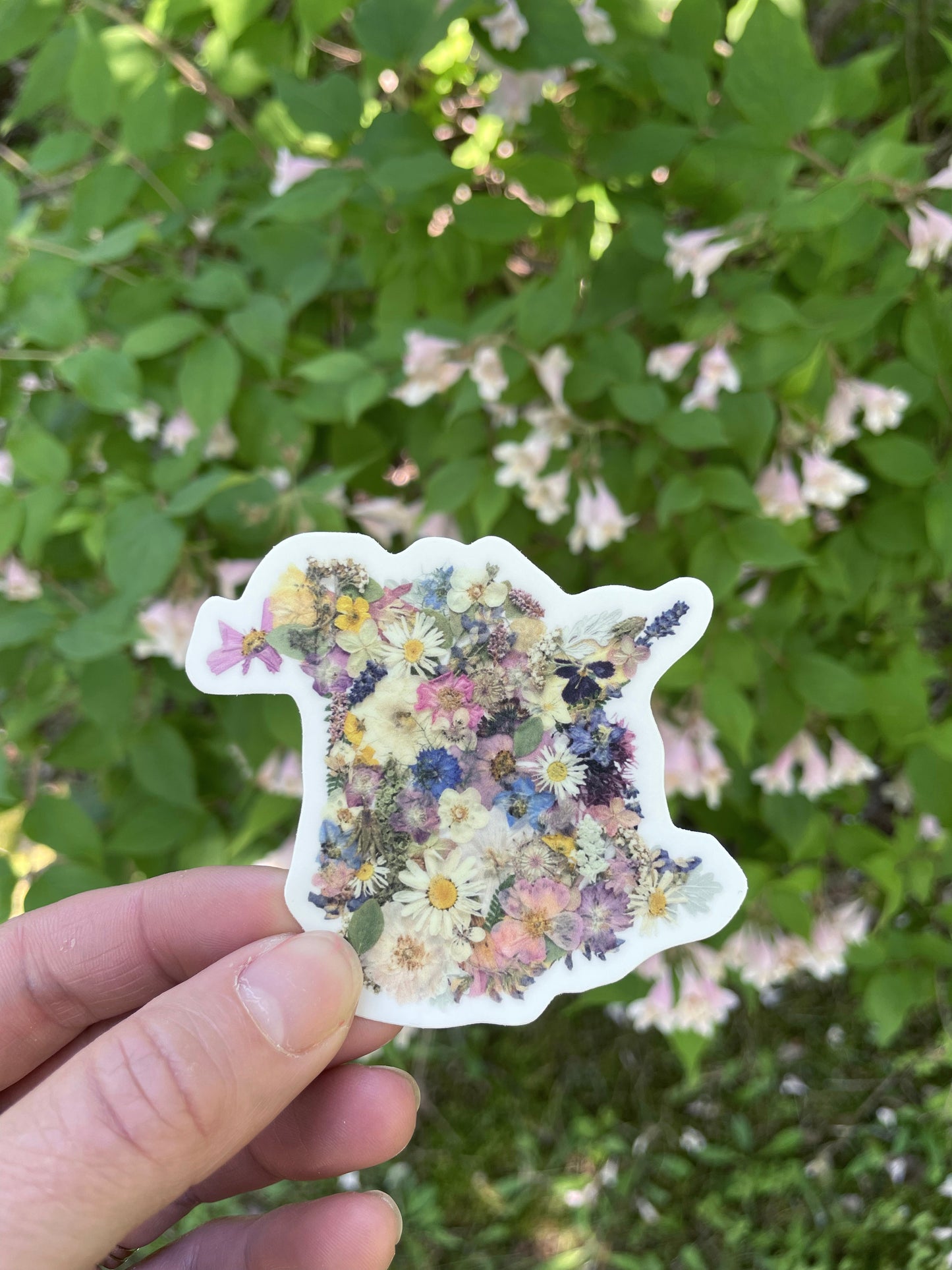 New Brunswick Map Pressed Flowers, Sticker 3"