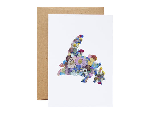 Newfoundland Pressed Flower Map, Everyday Large Card