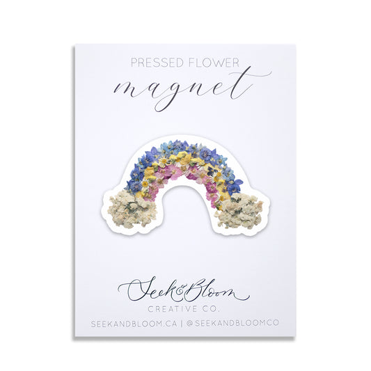 Rainbow Pressed Flower, 3" Magnet