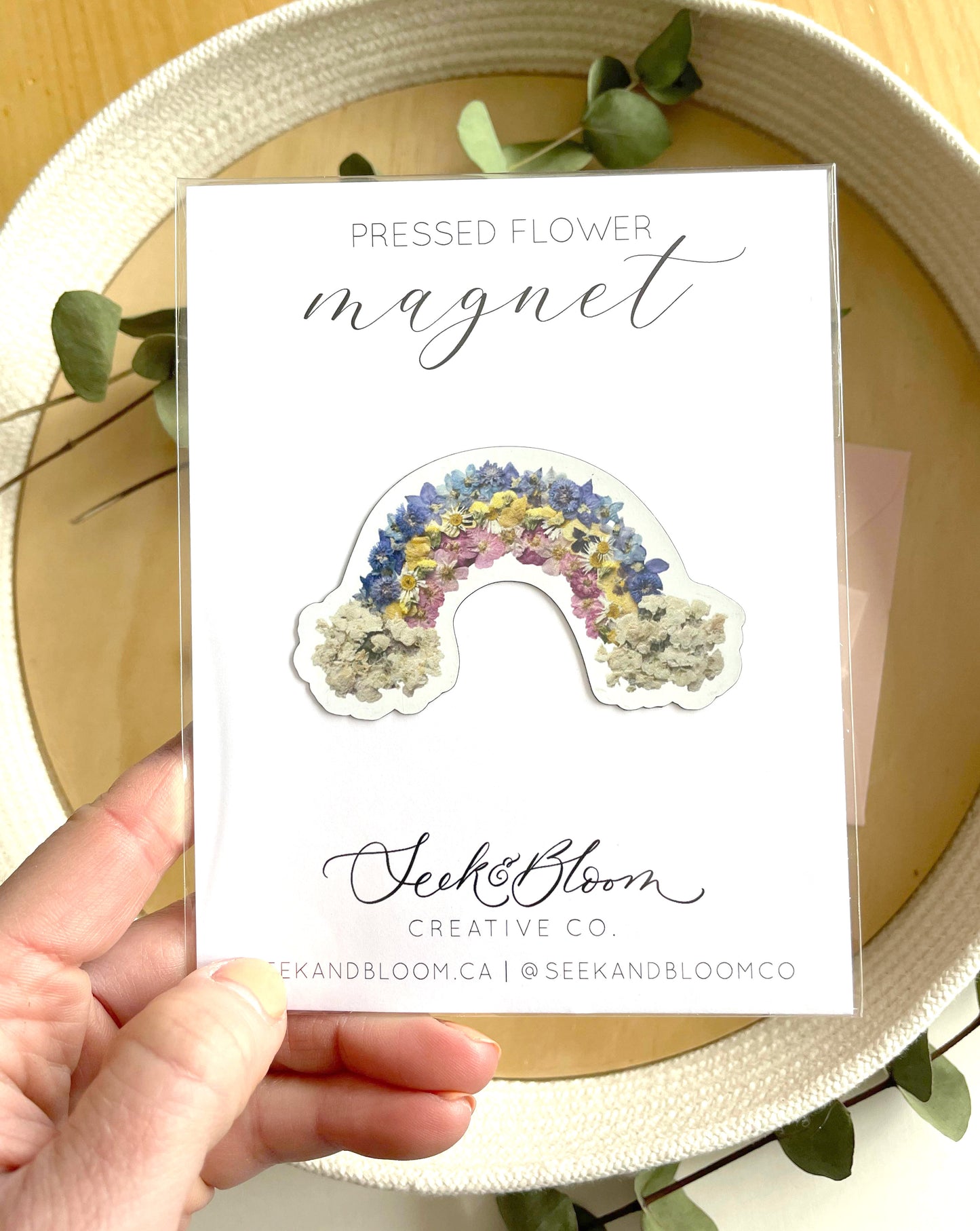 Rainbow Pressed Flower, 3" Magnet
