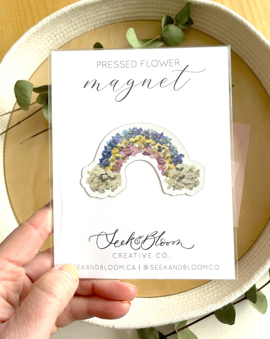 Rainbow Pressed Flower, 3" Magnet